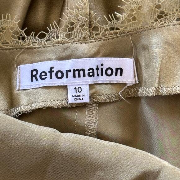 Reformation Maysen Silk Formal Maxi Dress Olive Oil Green NWT - Picture 7 of 10